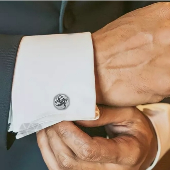 Stainless Steel Love Knot Cufflinks Sophisticated Elegant Black Tie Event - Picture 4 of 9